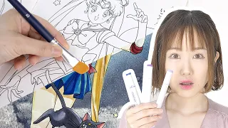 Artist PAINT a children's COLORING BOOK with copic markers