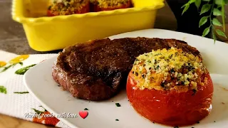 Easy Stuffed Tomatoes with Ricotta Cheese and Mushrooms // Side Dish ❤️