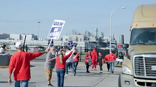 UAW workers strike outside Ford Michigan Assembly Plant