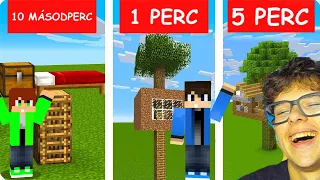 10 MÁSODPERC 1 PERC ÉS 5 PERC VÉDETT FAHÁZ ÉPITŐ KIHÍVÁS A MINECRAFTBAN!