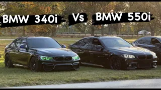 bmw 550i stage 2 custom tune upgraded turbos vs 340i stage 2 bm3 tune!! surprising results