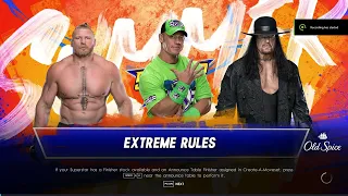 WWE Triple Threat match, extreme rules, Undertaker vs John Cena vs Brock Lesnar.