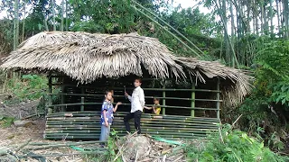 17 Year Old Single Mother, Poor farmily building a new life, build bamboo house - Build walls