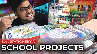 Best STATIONERY for School Projects in India |Brush pen |Highlighters |Kits |Pencils |Project files