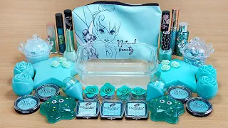 MINT SLIME Mixing makeup and glitter into Clear Slime Satisfying Slime Videos