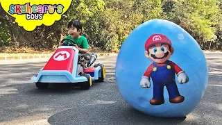 SUPER MARIO Giant Egg Surprise! Luigi, Toad, Bowser, Odyssey Super Mario toys for kids run kart