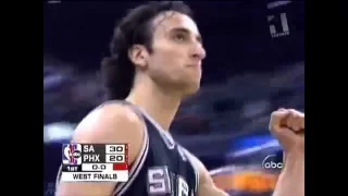 Manu Ginobili Makes Half-Court Shot (2005 Playoffs)