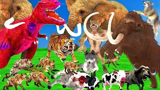 African Elephant vs Giant Dinosaur Fight 10 Hyena Wolf Attack Cow Buffalo Woolly Mammoth vs Tiger