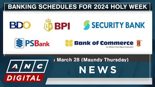 Heads up! Bank schedules for 2024 Holy Week | ANC