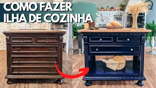 COMO FAZER ILHA PARA COZINHA [GASTANDO POUCO] | TRANSFORMANDO COMODA