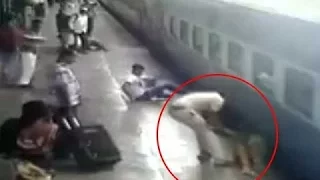 Caught On Camera - Cop Saves Girl From Speeding Train | Video Footage