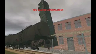 I got a coal car to stand up vertically big wreck in train and railyard simulator