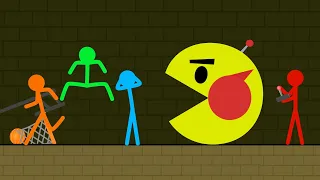 Red and Blue , Stickman Animation - PACMAN Robot (Full Video)