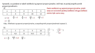 Sprawdź, czy podane wielkości są wprost proporcjonalne.