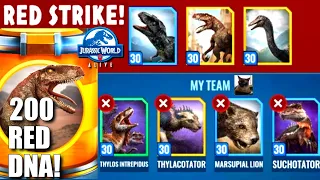 RED ATROCIRAPTOR DNA FOR ALL!!  Red Boss vs. Thylos Intrepidus Family! (Jurassic World Alive 2.18 )