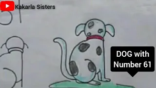 How to draw Dog picture with number 61/Drawing of Dog with 61 number