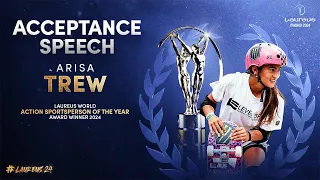 Arisa Trew accepts Laureus World Action Sportsperson of the Year Award