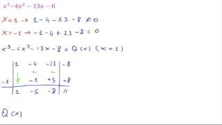 Regola di Ruffini: x³-4x²-13x-8 - Esercizio svolto