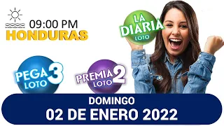 Sorteo 09 PM Loto Honduras, La Diaria, Pega 3, Premia 2, DOMINGO 02 de enero 2022 |✅🥇🔥💰