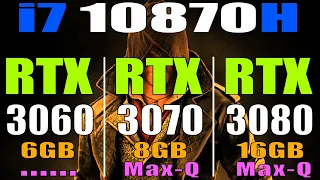 RTX 3060 vs RTX 3070 (Max-Q) vs RTX 3080 (Max-Q) || INTEL i7 10870H || GAMING LAPTOP ||