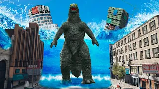 GODZILLA SOBREVIVENDO A UM TSUNAMI NO GTA 5