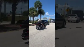 Crazy Harley Rider Dances Past litre Bikes