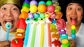 ASMR🌈 RAINBOW DESSERTS  KOHAKUTO, JELLY TANGHULU, EYEBALL JELLY GUMMY EATING SOUNDS MUKBANG