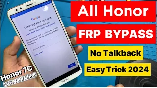 Honor 7C (LND-AL30) FRP BYPASS || Google Account Bypass Latest Mathod | Easy Trick 2024