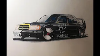 Mercedes E190 Asap Rocky | NFS unbound #cardrawing #drawing #art #cars #sketch #nfsunbound