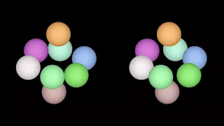 8-balls-3d-multicolor. Rotation in four-dimensional space. 4D. Fourth dimension. Hyperspace.