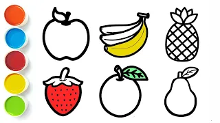 🍎🍐🍊Easy How to Draw Fruits for Kids and Toddlers | Fruits Drawing, coloring