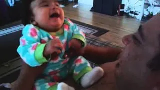 2 month old baby laughing at dad