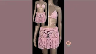 This crocheted skirt and top called Davana #crochet #fashion #beachwear #style #handmade #croptop