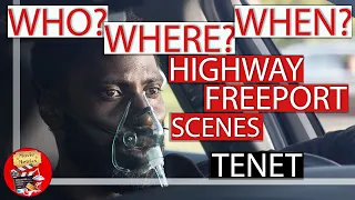 Highway car chase and freeport interrogation scene from Tenet animated explained - Who? Where? When?