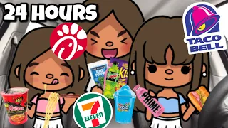 24 HOURS!! Eating ONLY at GAS STATIONS! ⛽️🍔|| TIKTOK toca boca Roleplay *WITH MY VOICE* 🔊