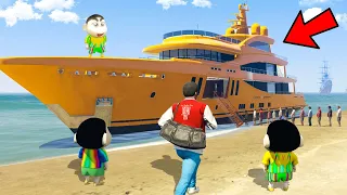 GTA 5 : FRANKLIN FIRST GOLD SHIP EXPERIENCE WITH SHINCHAN AND PINCHAN IN GTA 5! (GTA 5 Mods)