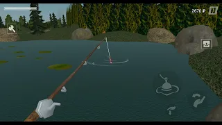 Рыбачу на озере в игре "Симулятор русской деревни 3D"