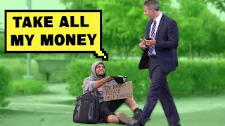 Homeless Man Giving Money to the Rich 💰 | Social Experiment