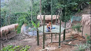 How to build bamboo hut - Primitive Wilderness Alone, Living Off Grid building Farm in the forest