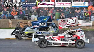 BriSCA F1 Stockcars - 84 Tom Harris #WallopStraightIn 543 Drew Lammas - Skegness Raceway Heat 3