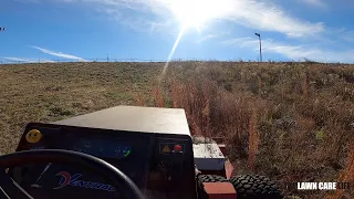 Ventrac Tough Cut Hits Something Unusual Mowing This Overgrown Lawn!  Brush Work Part 3 Steep Hills!