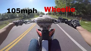 Rippin the crf450r on the street II Wheelies II 105mph+