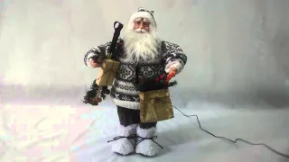 18" White Gray Santa Claus Doll Collect Ornament Move Xmas Decor Holly SA1854