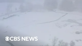 Drone video shows nor'easter bringing heavy snow to Massachusetts