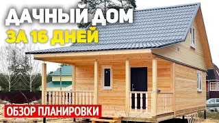 Проект дачного дома 6х6 с террасой: две спальни, кухня, санузел и тех помещение. Дом из бруса