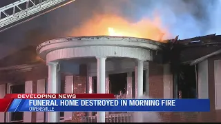 Funeral home destroyed in morning fire