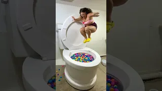 JUMPING SUPER HIGH into the Worlds Largest Toilet with a Surprise Egg Pool #shorts