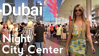 Dubai 4K Night City Center, Burj Khalifa Walking Tour 2024 🇦🇪