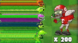 PvZ2 Challenge! 200 Plants Vs 200 All-Star Zombie with 1Plant Food - Who will Win ?