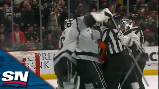 Kings' Copley Gets Match Penalty In Scrum With Ducks, Referees Prevent Goalie Fight